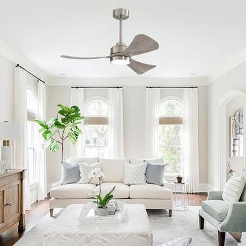 42" 3-ABS Blade Straight indoor LED Ceiling Fan, Light, Nickel and Wood Grain