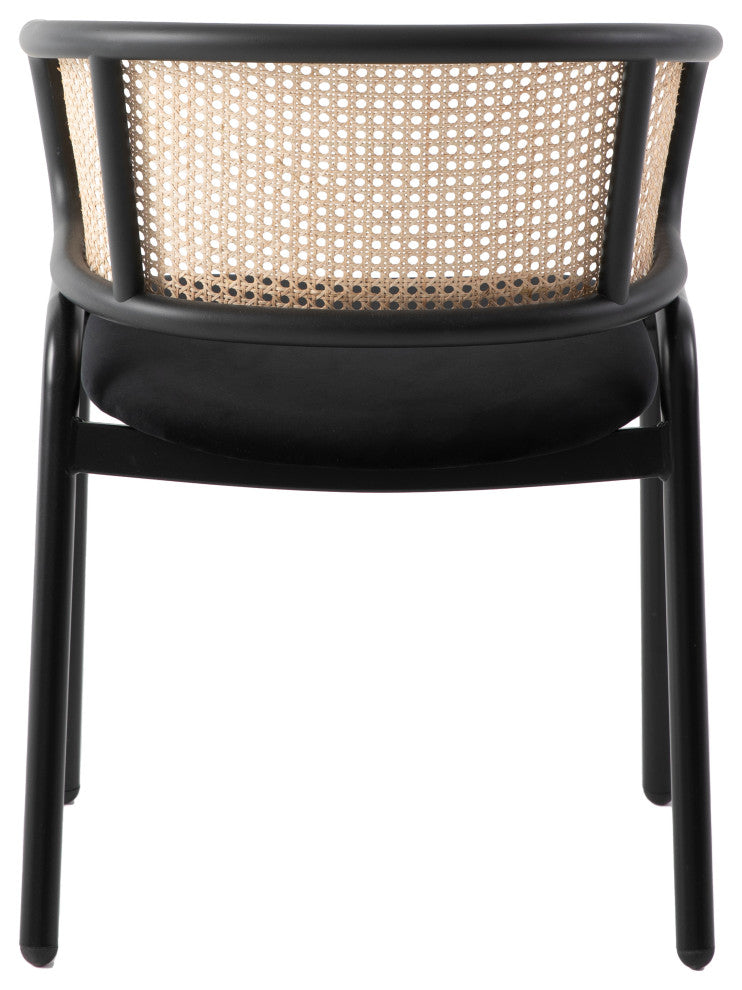 LeisureMod Ervilla Modern Dining Chair With Stainless Steel Legs, Black