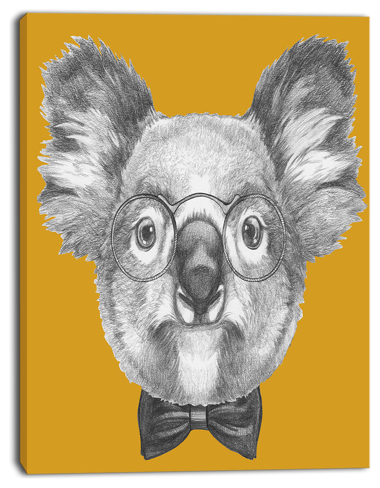 Koala with Glasses and Bow Tie, Contemporary Animal Art Canvas, 30"x40"