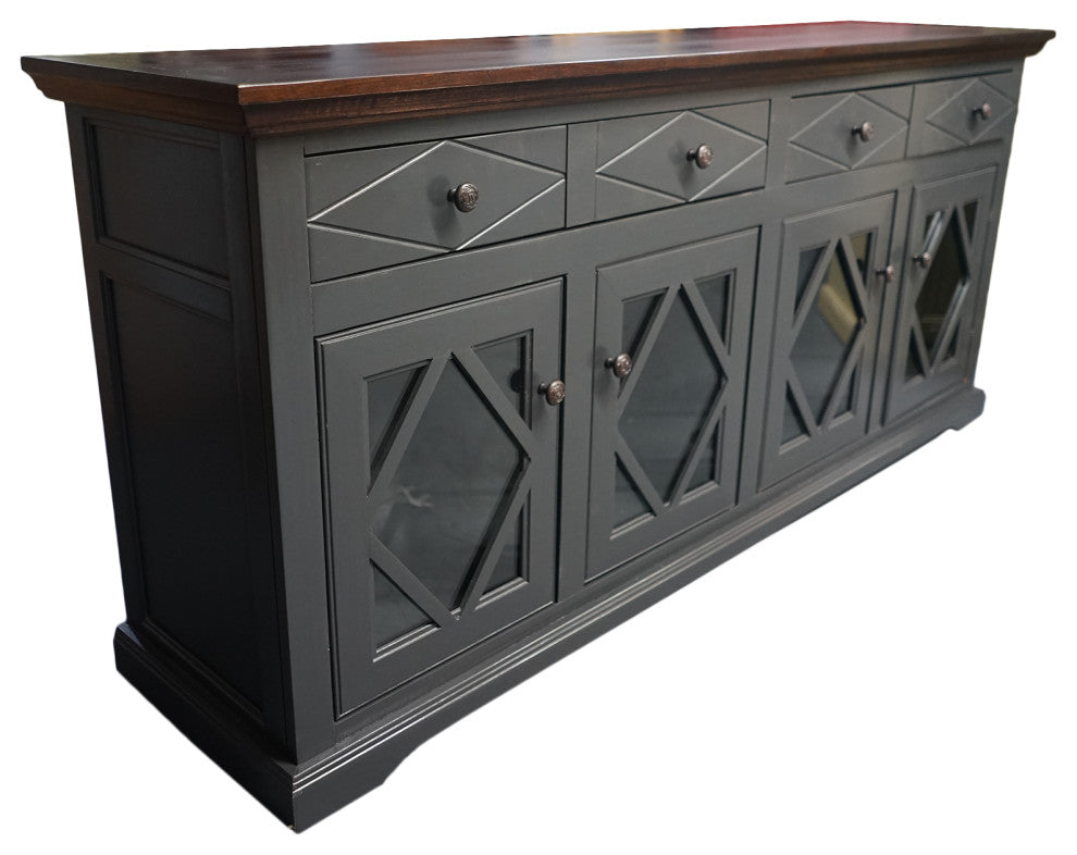 71" Shelter Bay Credenza, Iron Ore Base, Concord Cherry Top