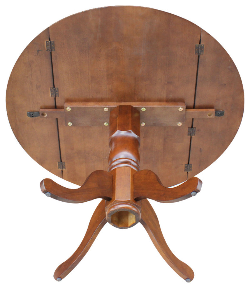 42" Round Dual Drop Leaf Pedestal Table, Espresso