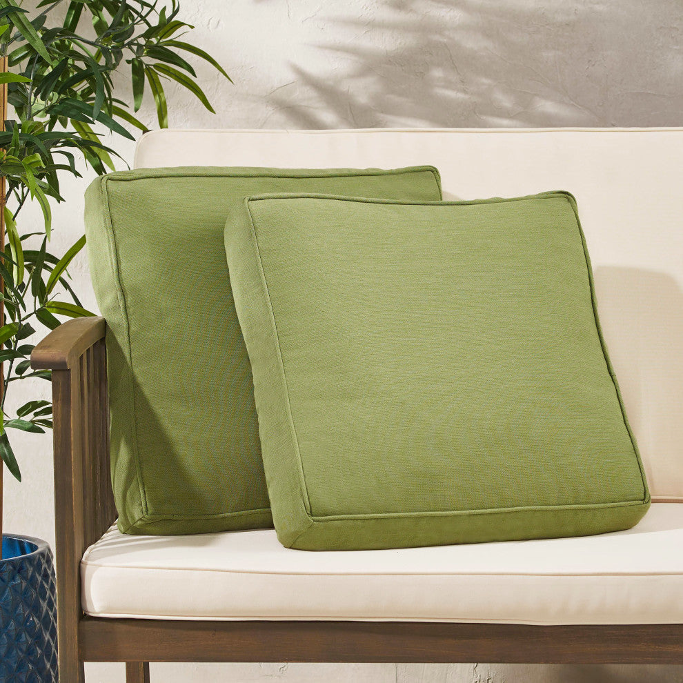 Luvan Coast Outdoor Square Water Resistant 18" Throw Pillows, Set of 2, Green