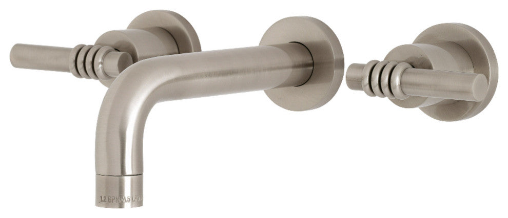 Kingston Brass KS8128ML 2-Handle 8" Wall Mount Bathroom Faucet, Brushed Nickel