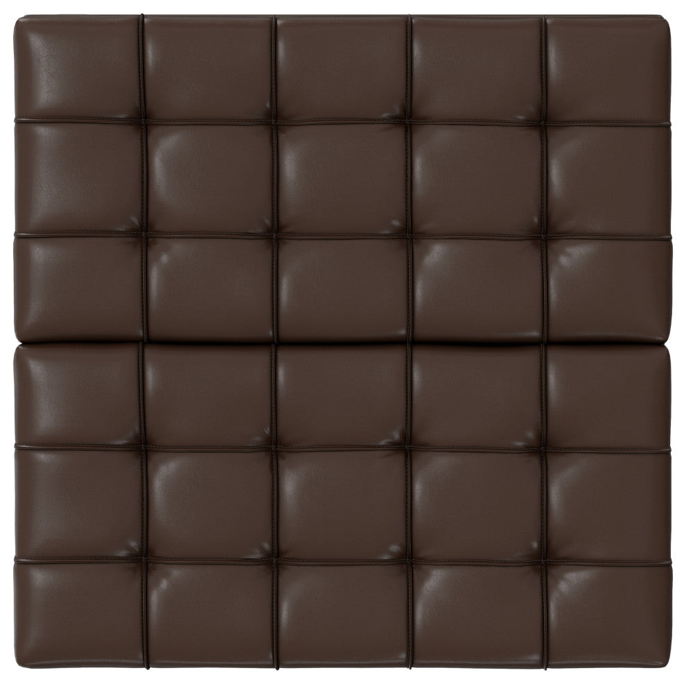 Harrison Small Square Coffee Table Storage Ottoman, Chocolate Brown