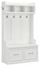 Woodland 40W Hall Tree and Shoe Bench with Doors in White Ash - Engineered Wood
