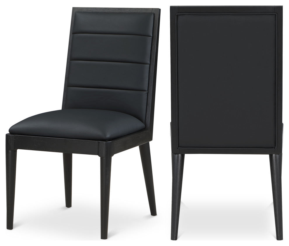 Bristol UpholsteredDining Chair, Set of 2, Black, Vegan Leather, Black Finish