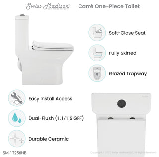 Carre 1-Piece Square Toilet Dual Flush, Black Hardware