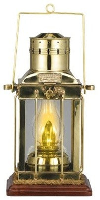 16" Brass Cargo Electric Touch Lantern With Base