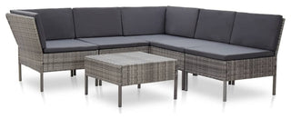 vidaXL 6-Piece Garden Lounge Set With Cushions Poly Rattan Gray