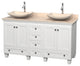 Acclaim Vanity, White, 60", Arista Ivory Marble, Ivory Marble