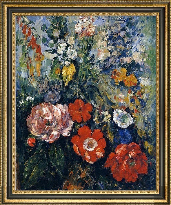 Paul Cezanne Bouquet of Flowers Framed Premium Canvas Print, 16"x20"