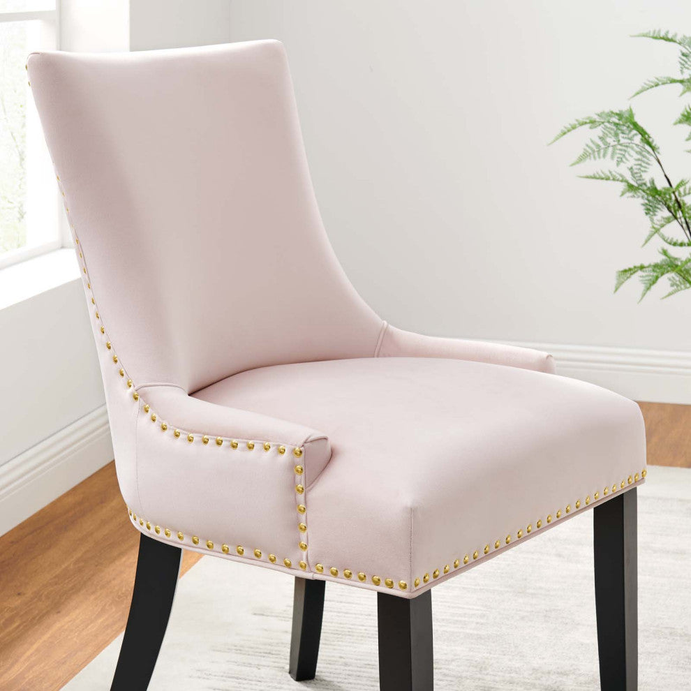 Dining Chair, Nailhead, Set of 2, Pink, Velvet, Modern, Cafe Bistro Hospitality