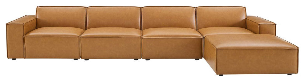 Restore 5-Piece Vegan Leather Sectional Sofa Tan