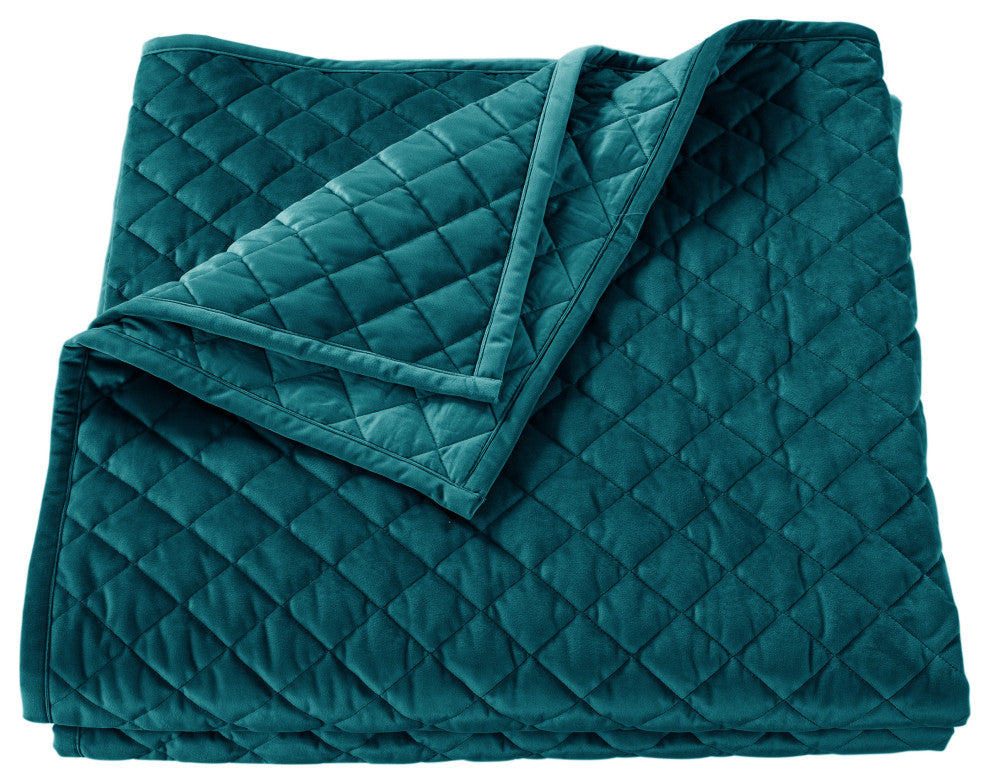 Velvet Diamond Quilt, King, Teal, 1 Piece