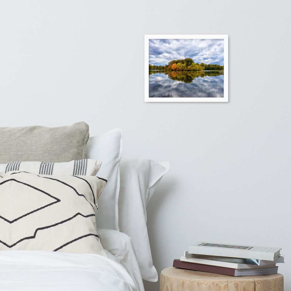 Autumn Reflections Rural Landscape Framed Photo Paper Wall Art Prints, White, 11" X 14"