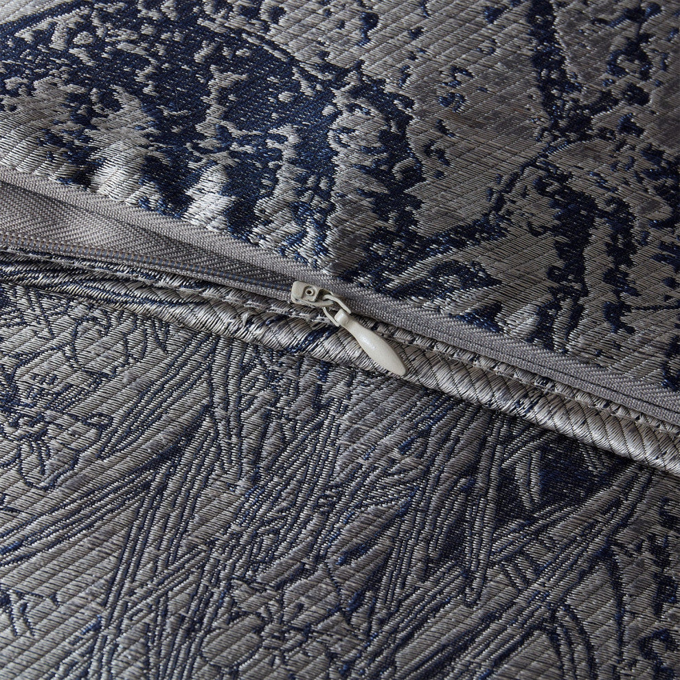Pastoral Jacquard Lumbar Decorative Pillow, 14"x26", Silver