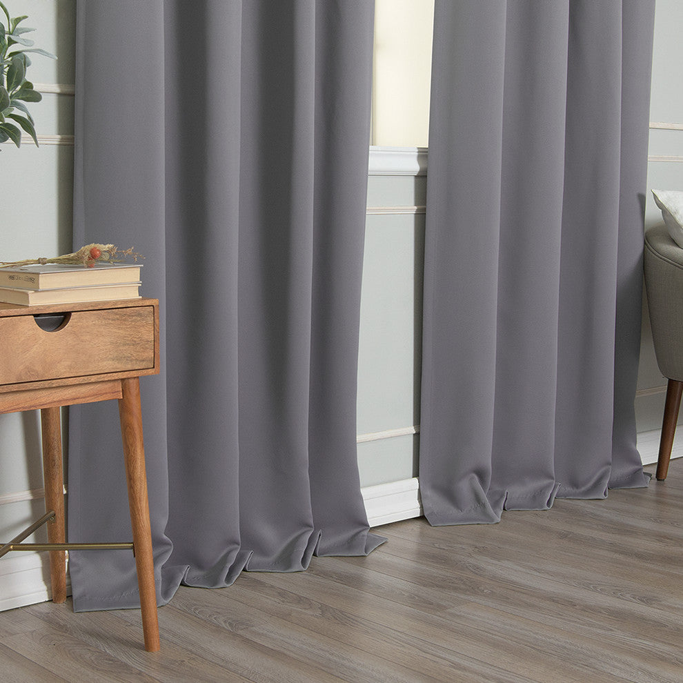 Flame Retardant Thermal Insulated Blackout Curtain, Grey, 52"x96"