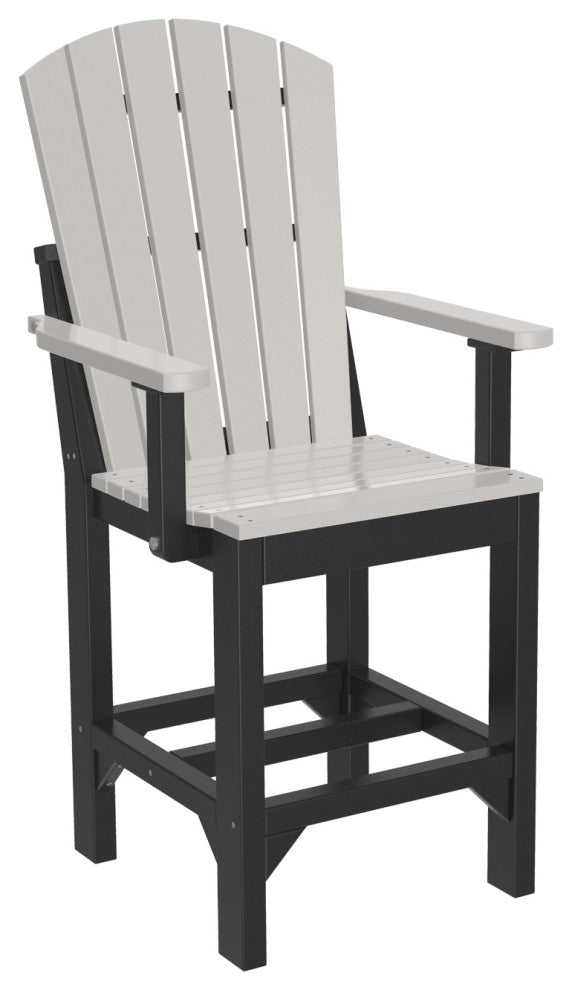 Set of 4 Poly Adirondack Dining Chairs, Dove Gray & Black, Arm Chair, Counter Height