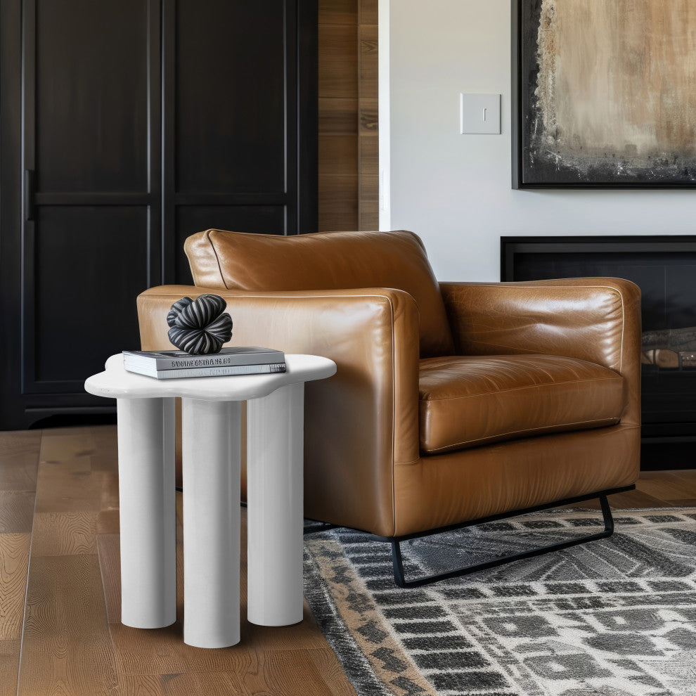 Romaine Coffee / End Table, White, End Table