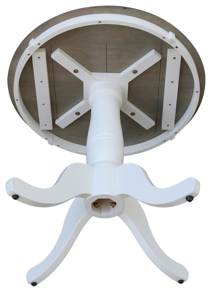 Round Top Pedestal Table, White/Heather Gray, 30 Inch Round