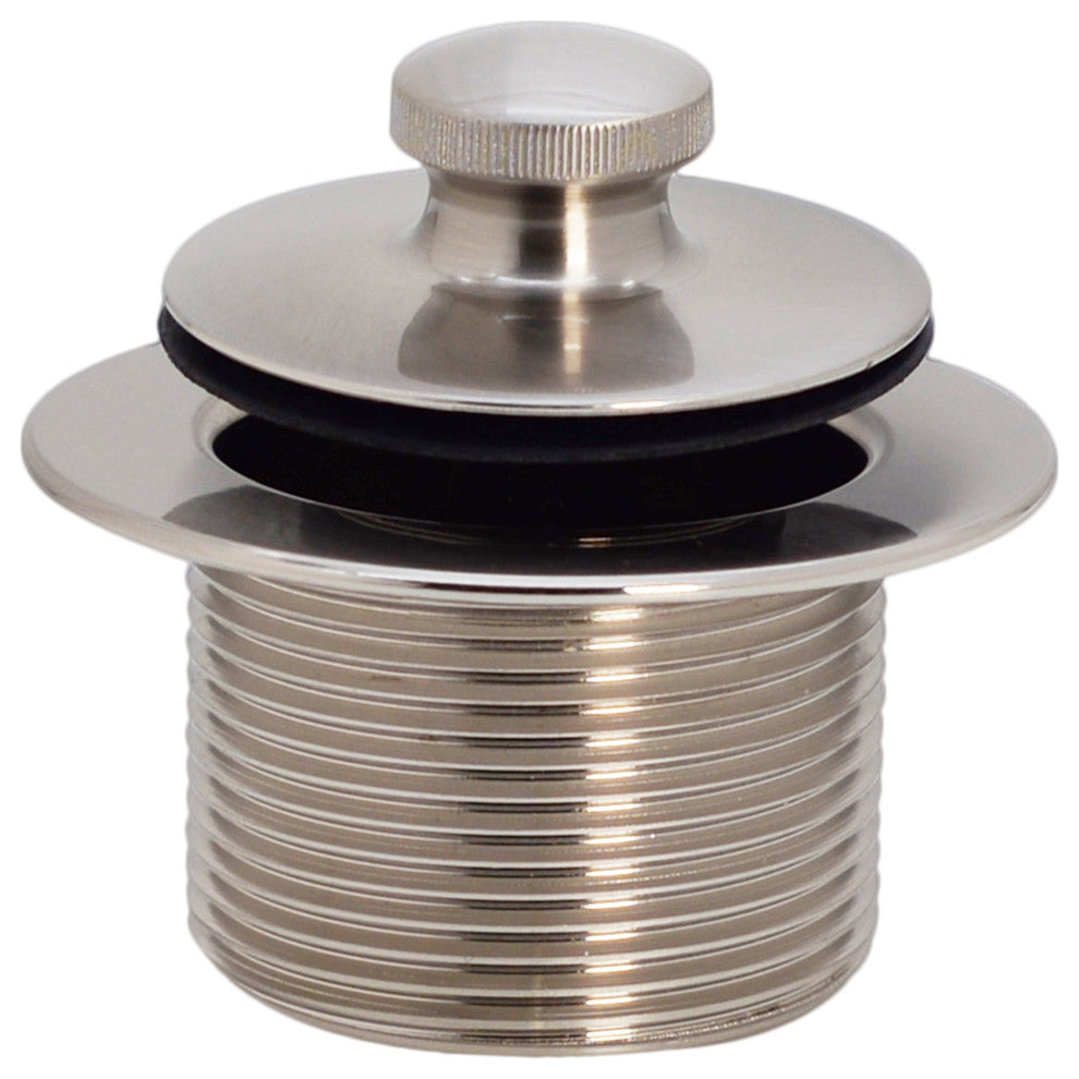 Side Outlet Overflow With Tip-Toe Trim And 2-Hole Overflow Cover, Satin Nickel