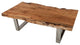 Natural Acacia Wood & Steel Rustic Live Edge Coffee Table