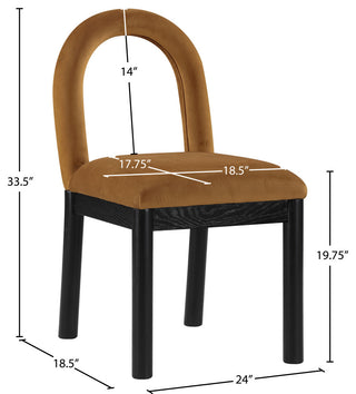 Conrad Upholstered Dining Chair, Saddle, Velvet, Black Finish