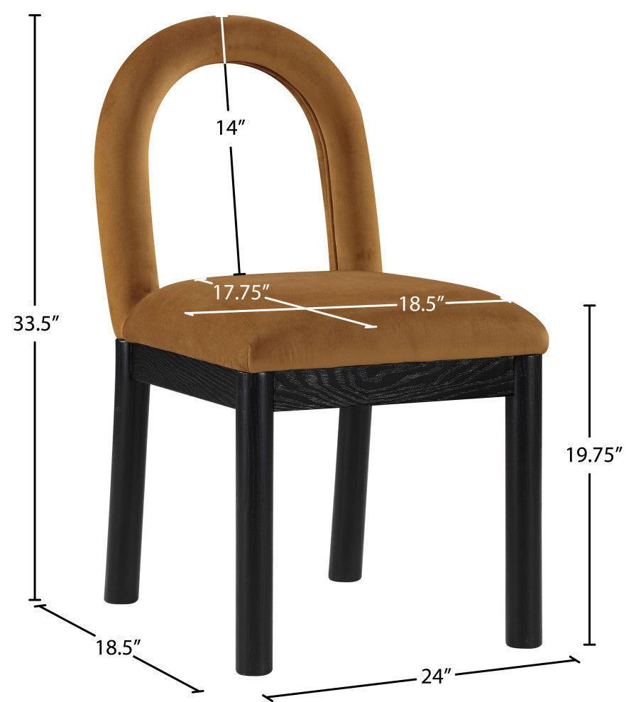 Conrad Upholstered Dining Chair, Saddle, Velvet, Black Finish