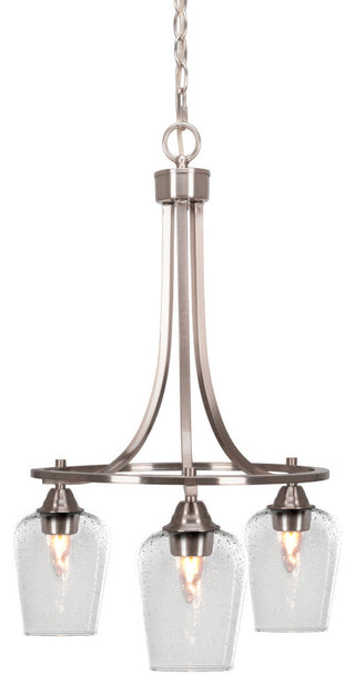 Paramount Downlight 3-Light Chandelier, Brushed Nickel, 5" Clear Bubble Glass