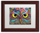 Hello Angel ''Owl Face'' Art, Wood Frame, White Mat, 14x11