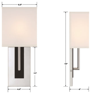 Brent 1-Light Polished Nickel/Black Forged Wall Mount