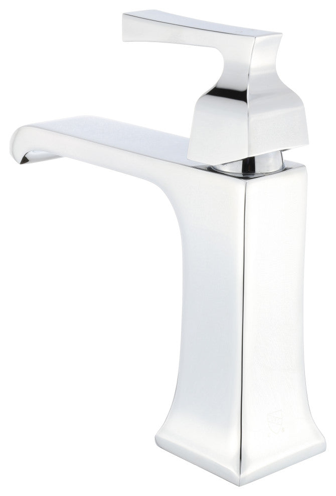 Fine Fixtures Arched Square Single Hole Bathroom Faucet, Polished Chrome