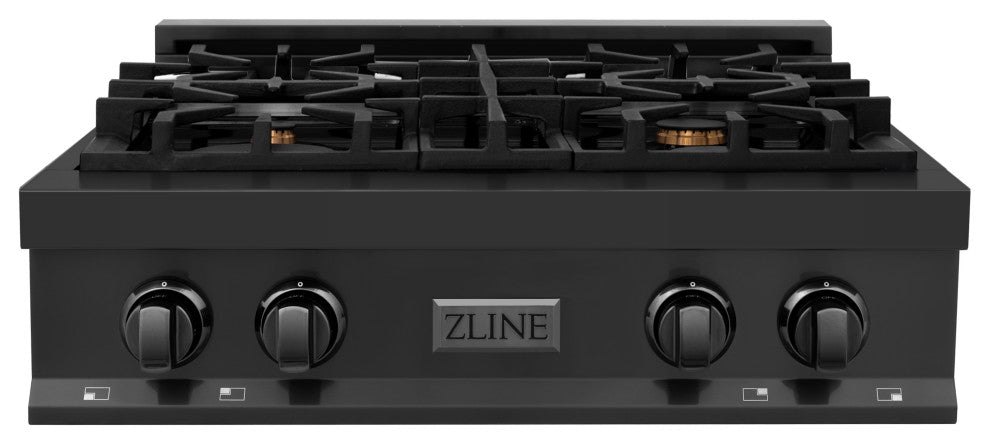 ZLINE 30" Porcelain Gas Stovetop, Black Stainless