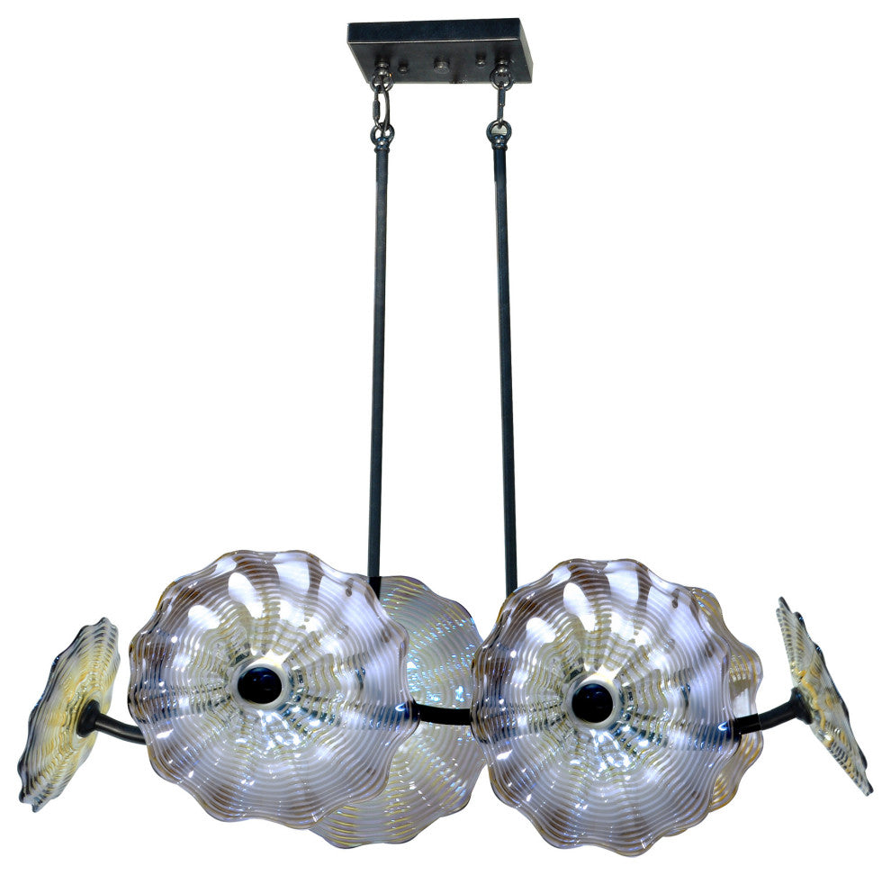 Springdale 30" Impasto 6-Light Hand Blown Art Glass Island Fixture