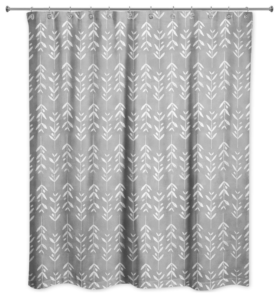 Gray Vine Pattern 71x74 Shower Curtain