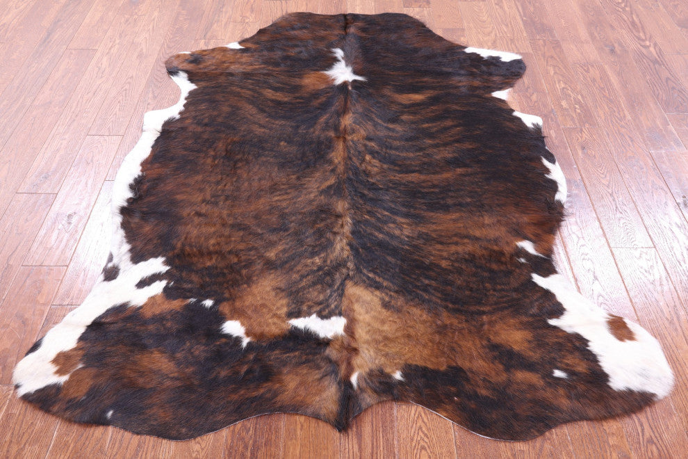 6' 4" X 5' 2" Brindle Natural Cowhide Rug C1874