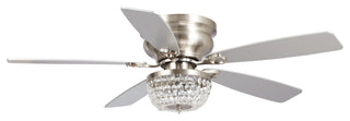 48-in Satin Nickel Crystal Flush Mount Ceiling Fan with Remote and Light Kit