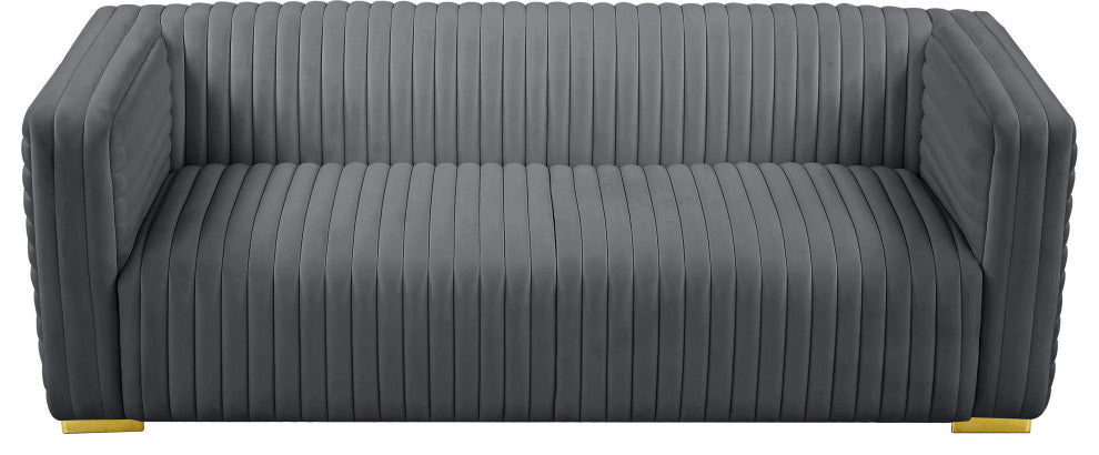 Ravish Velvet Upholstered Chair, Gray, Sofa