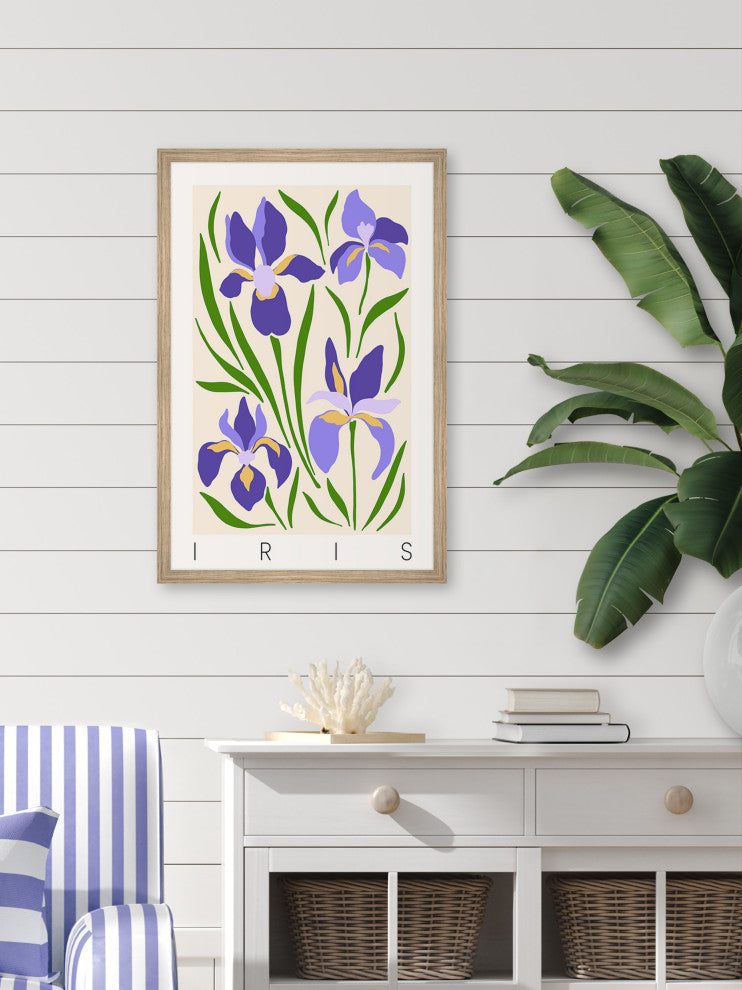 "Wild Iris Flowers" Framed Painting Print, 30x45