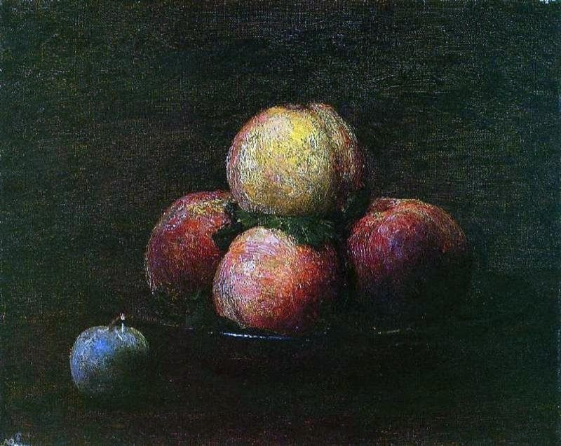 Henri Fantin-Latour Peaches and a Plum, 20"x25" Gallery Wrapped Canvas Print