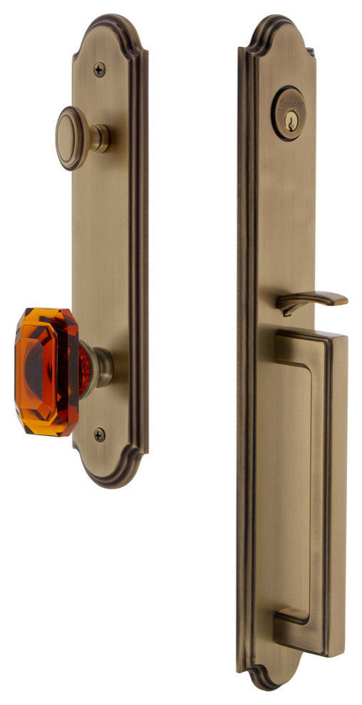 Arc 1-Piece Dummy Handleset, D Grip and Amber Baguette, Vintage Brass, 848367