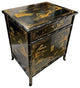 Oriental Bamboo Shoe Cabinet Landscape Painted, 14"