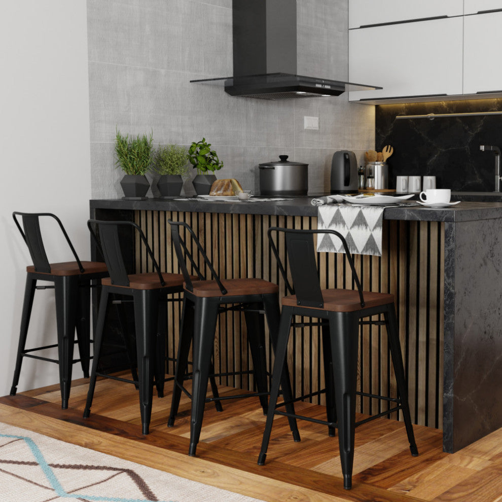 Rayne 24 inch Metal / Wood Counter Height Stool (Set of 4)