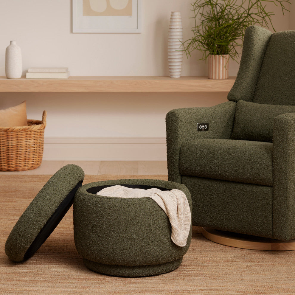 Enoki Storage Ottoman, Boucle, Olive Boucle