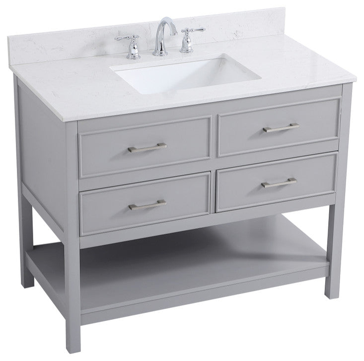 Skylar 42" Single Bathroom Vanity, Gray, With Backsplash