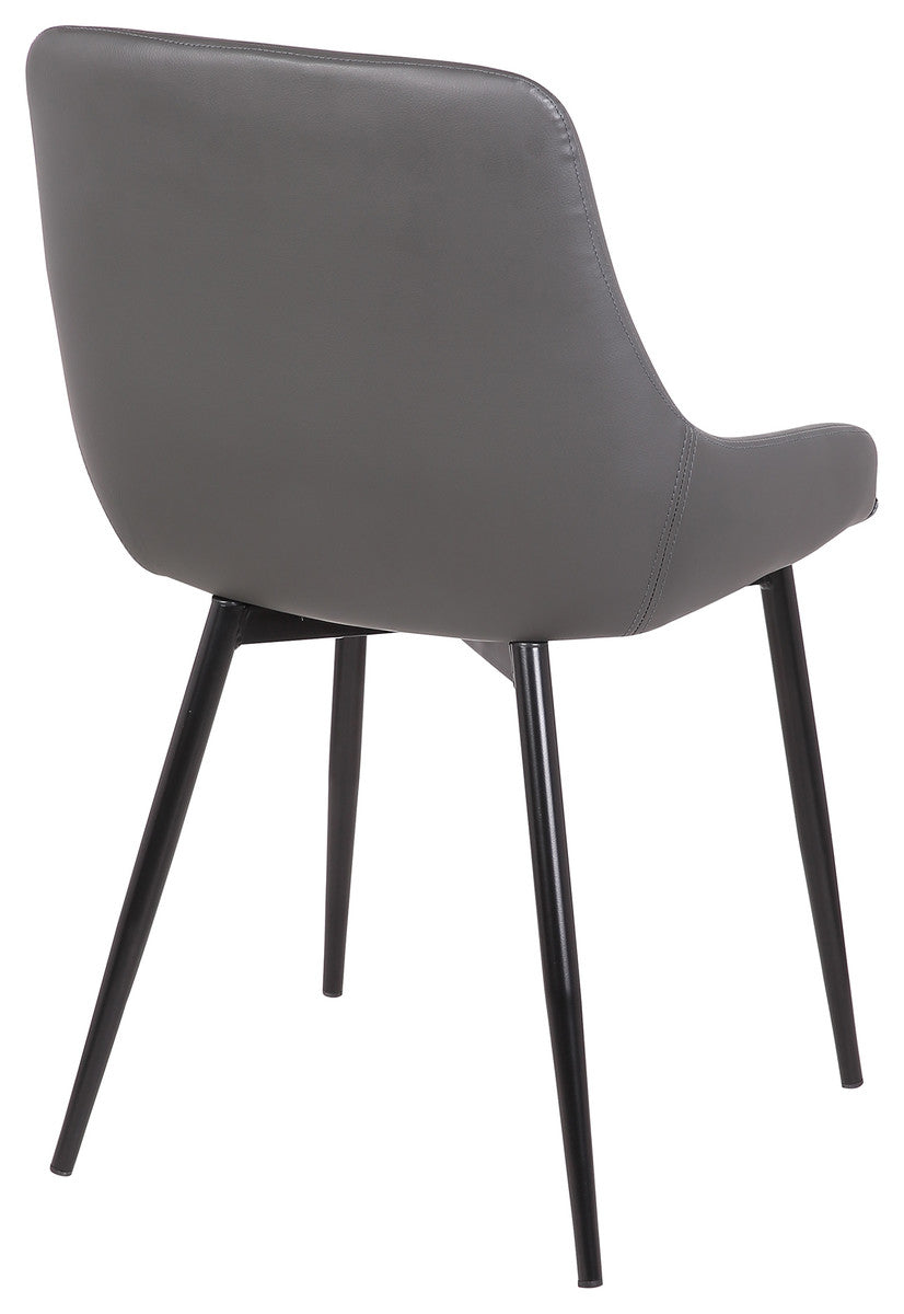 Mia Contemporary Dining Chair With Black Powder Coated Metal Legs, Gray