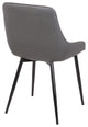 Mia Contemporary Dining Chair With Black Powder Coated Metal Legs, Gray