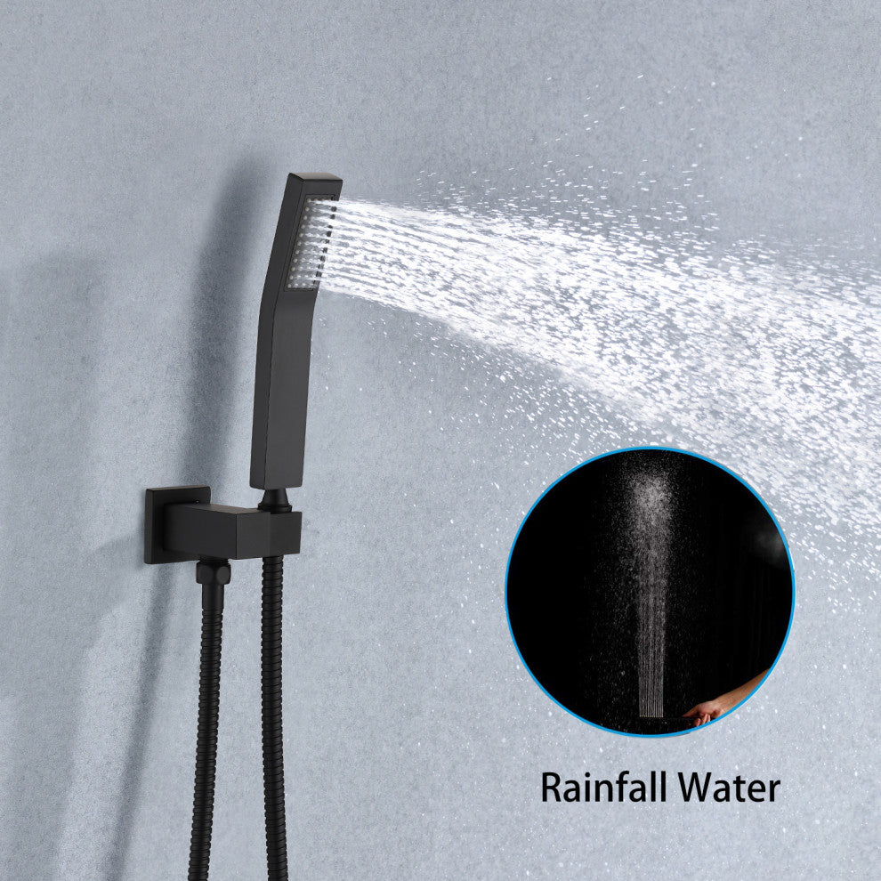 12" Wall Mounted Shower System Shower Combo, Matte Black