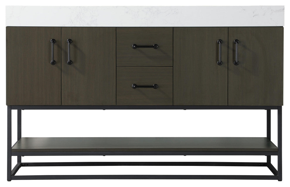 Home Living 54" Double Bathroom Vanity, Mocha Brown
