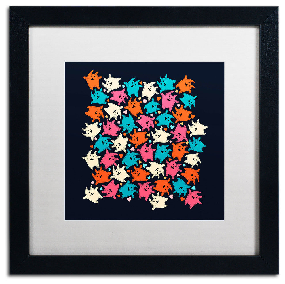 'Tiny Tumbling Kittens' Matted Framed Canvas Art by Carla Martell